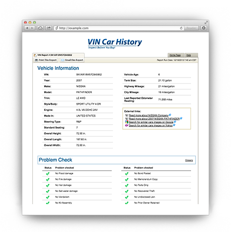 Detailed Vehicle History Report